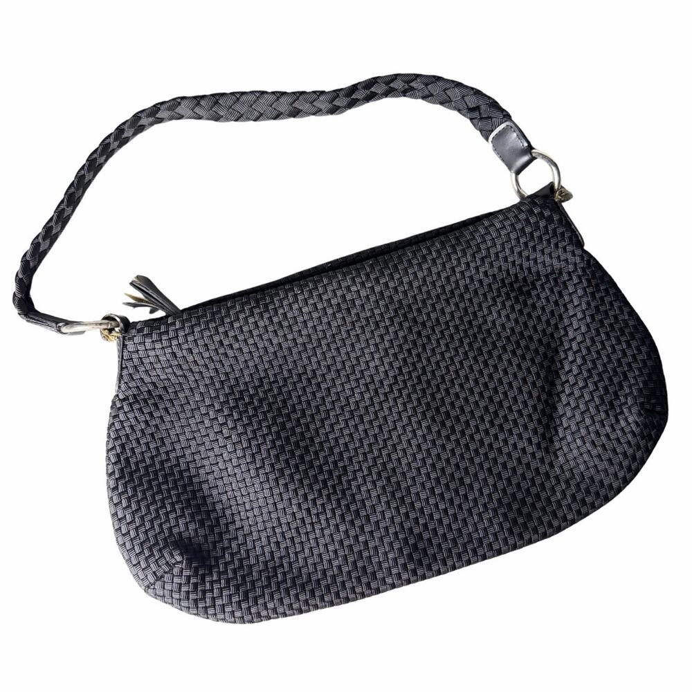 The SAK Shoulder Bag Black Woven Strap Zipper Womens